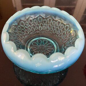 Vintage Blue Opalescent Blue Glass Bowl by Jefferson